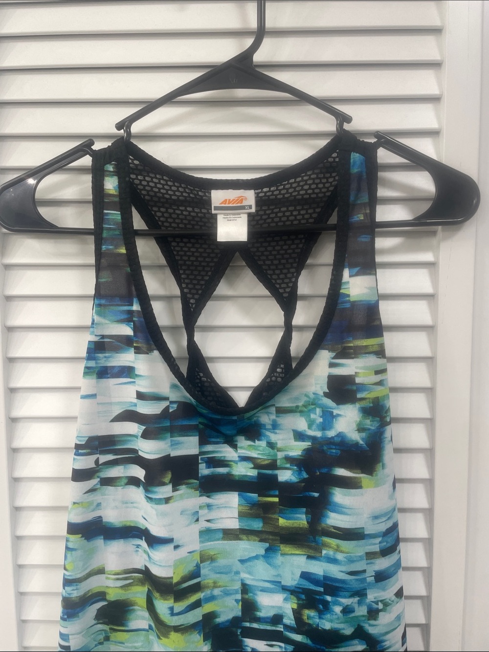Avia Active Workout Blue Green Tank Mesh Back Size XL